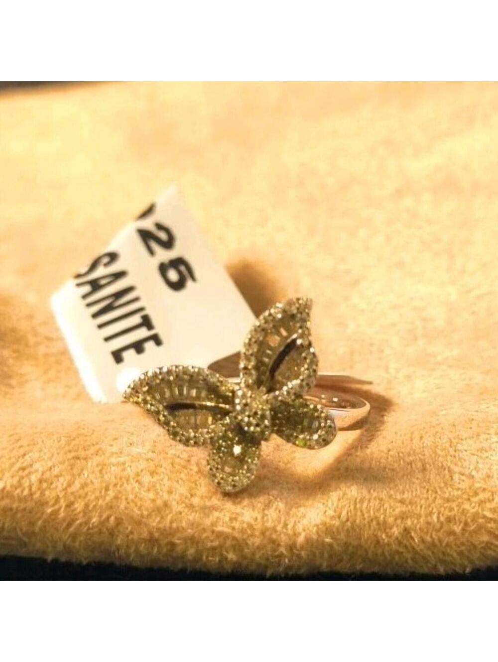 .925 Sterling With Moissenite Silver Butterfly ring size 7